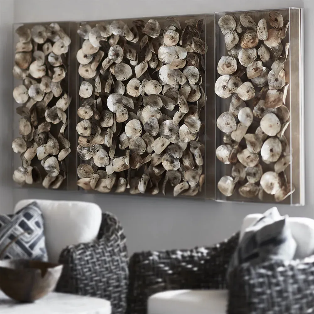 Playa Square Cultured Oyster Shell Wall Art - Grey, Acrylic