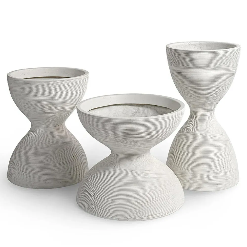 Poppy Round Planter - White, Stonecast