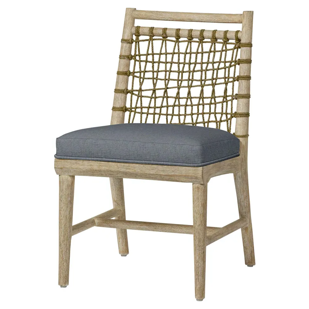 Pratt Dining Chair with Jute Rope - Blue Slate, Hardwood