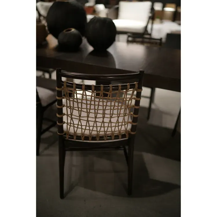 Pratt Woven Jute Rope Side Chair - Espresso, Linen