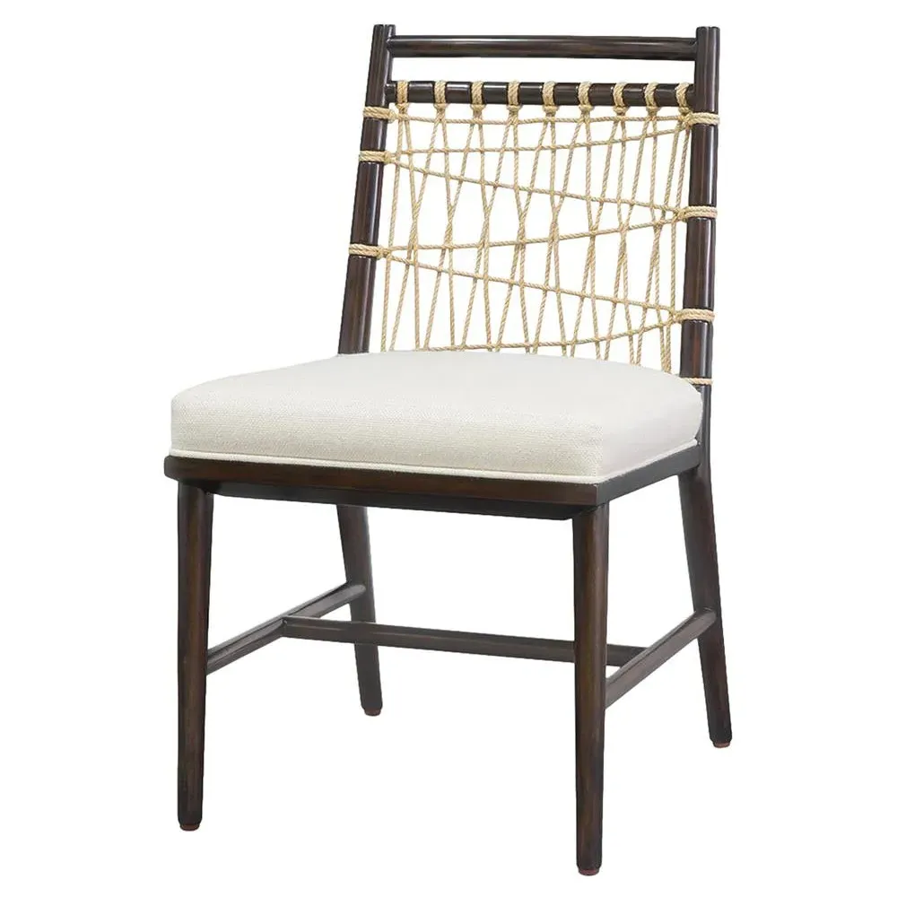 Pratt Woven Jute Rope Side Chair - Espresso, Linen image