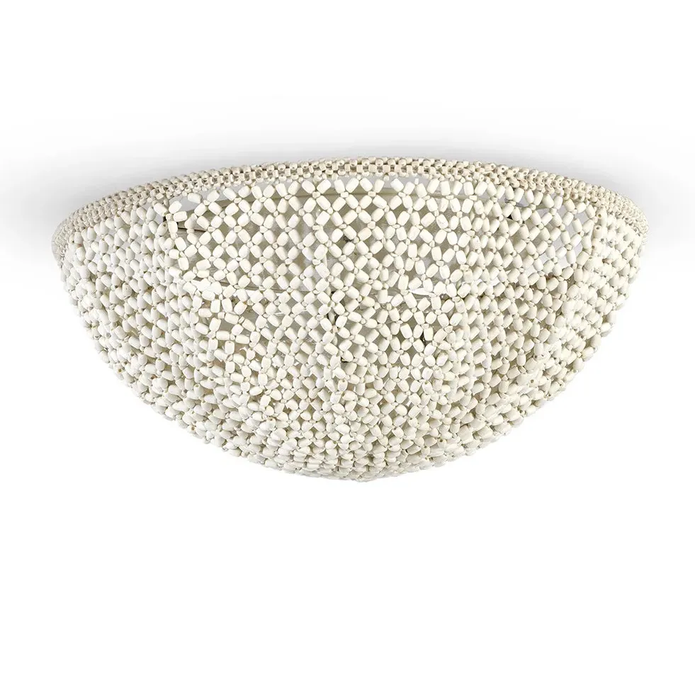 Quinn Dome Flush Mount - Cream White, Wood Coconut Beaded image