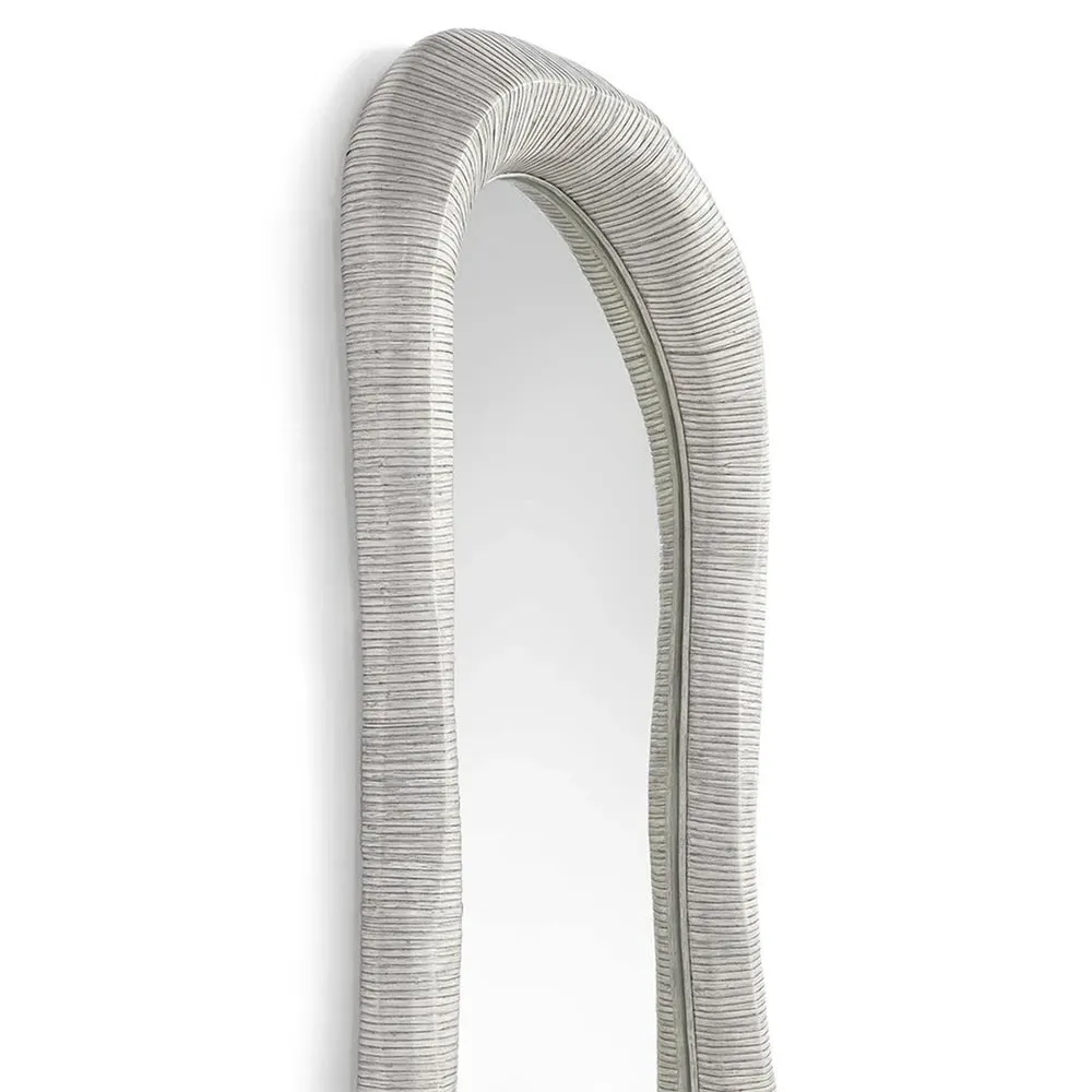 Ravenna Full Length Floor Mirror - Whitewash, Rattan