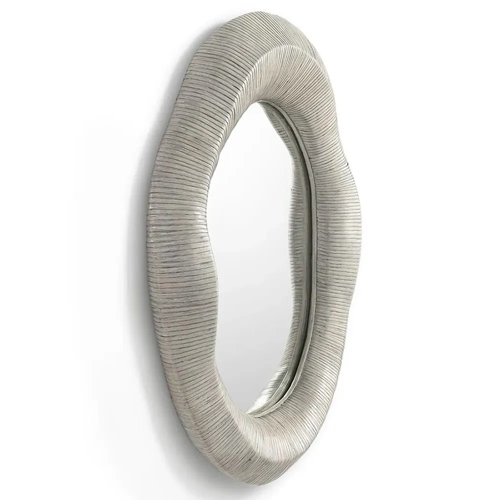 Ravenna Oval Wall Mirror - Whitewash, Rattan