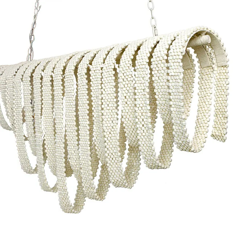 Raya Wood Beads Chandelier - Cream