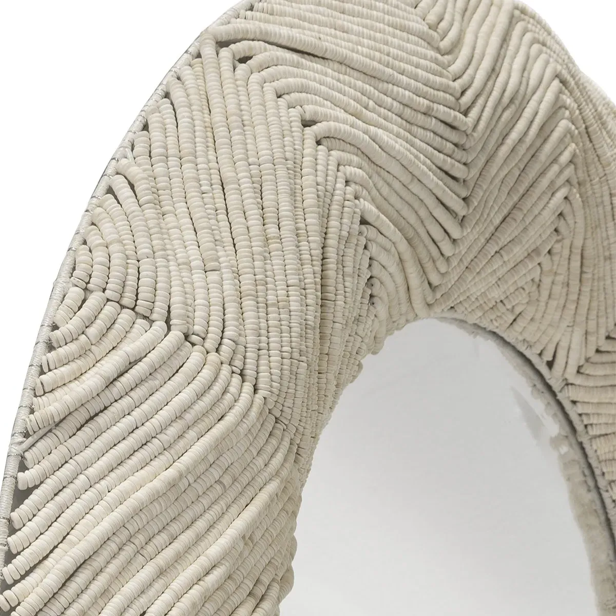 Sabine Hand Sewn Coconut Shell Bead Wall Mirror - Ivory