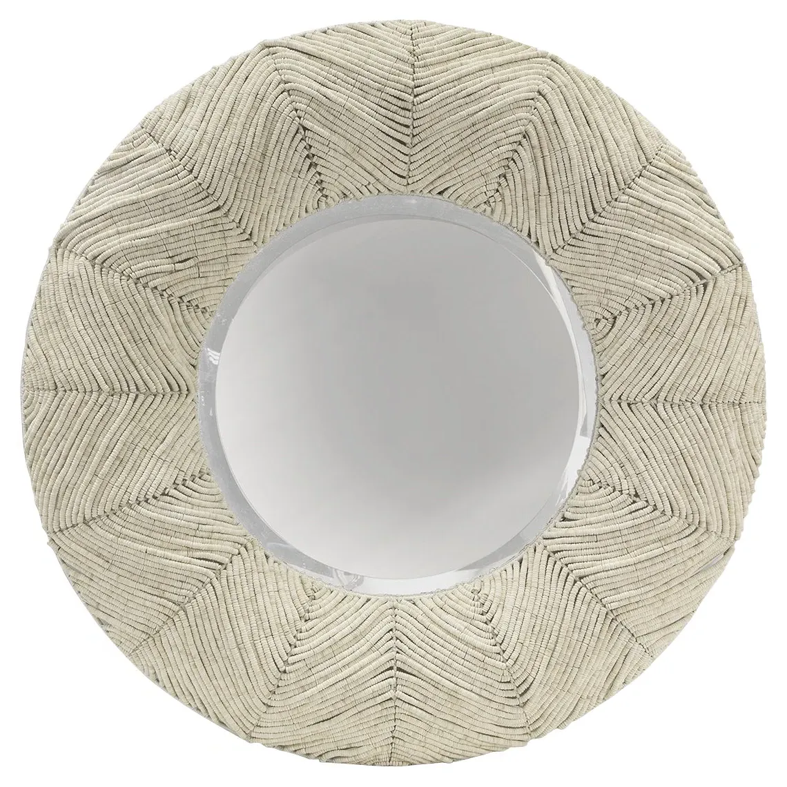 Sabine Hand Sewn Coconut Shell Bead Wall Mirror - Ivory image