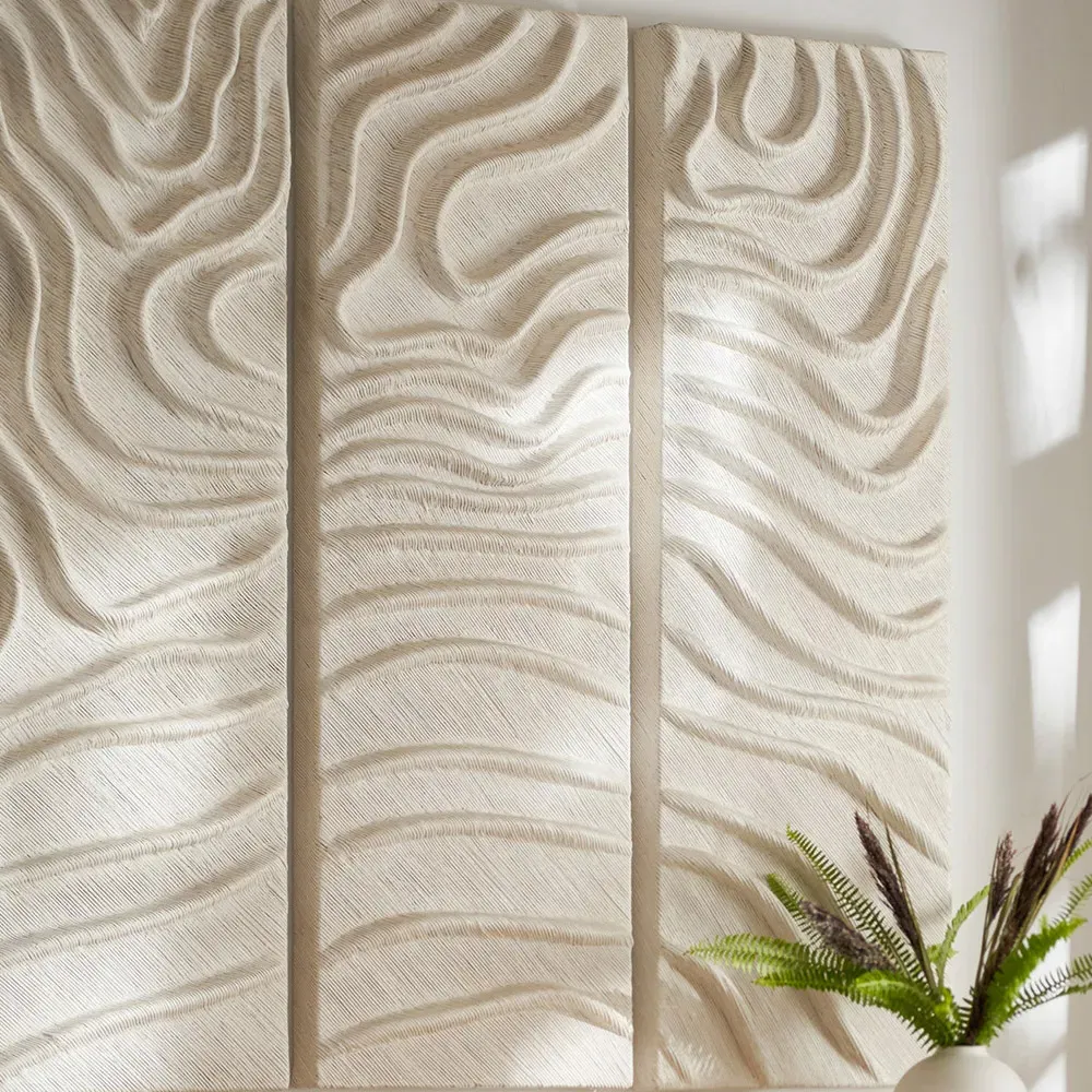 Sahara Frameless Wall Art - White, Rattan