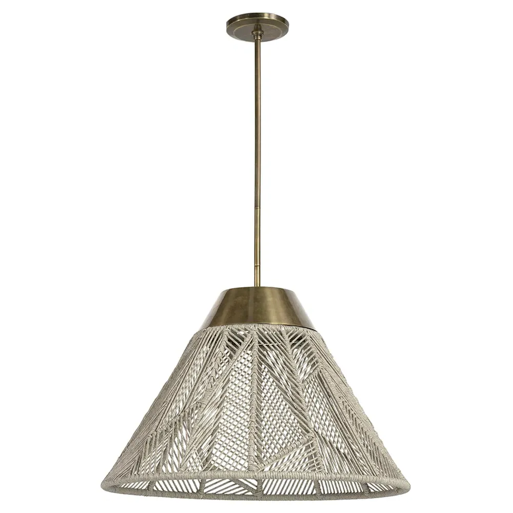 Salerno Single Outdoor Pendant - Whitewash, Antique Brass