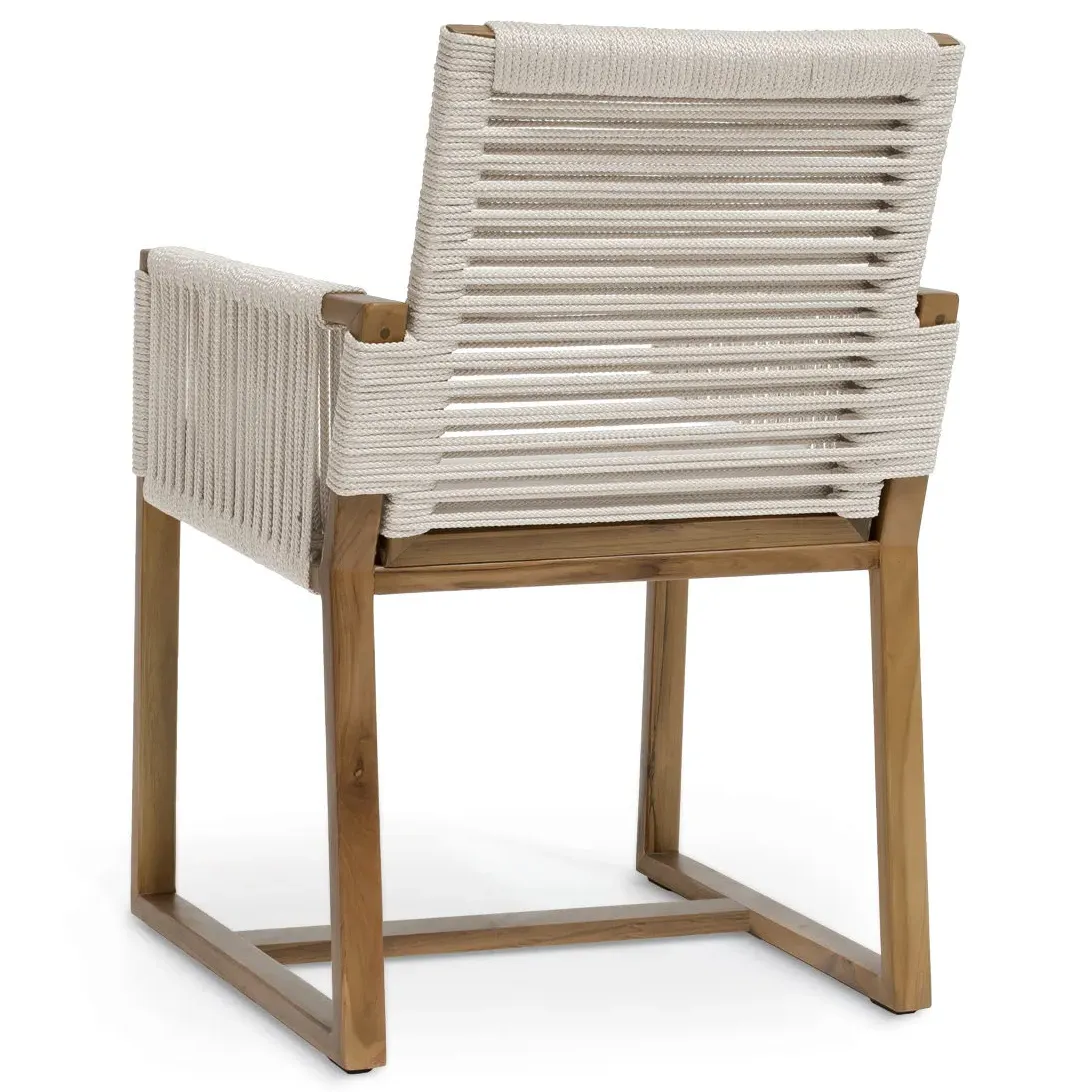 San Martin Outdoor Dining Chair - White, Teak
