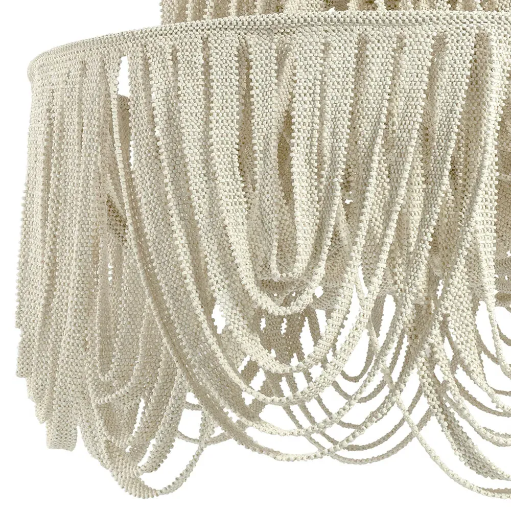 Selita 2 Tier Coco Beaded Chandelier - White, Metal