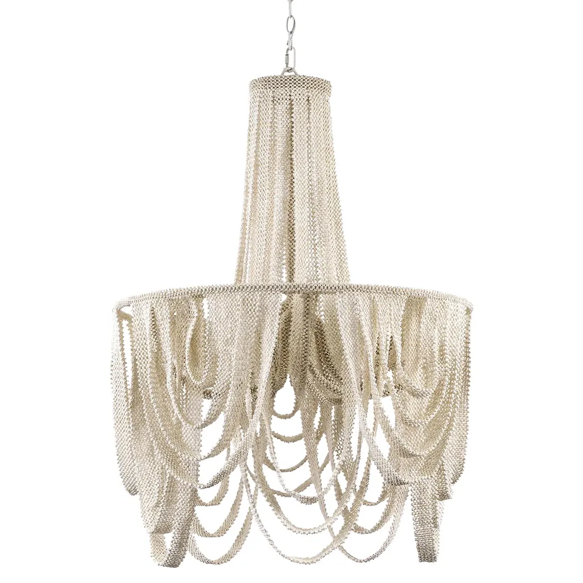 Selita Coco Beaded Chandelier - White, Steel image