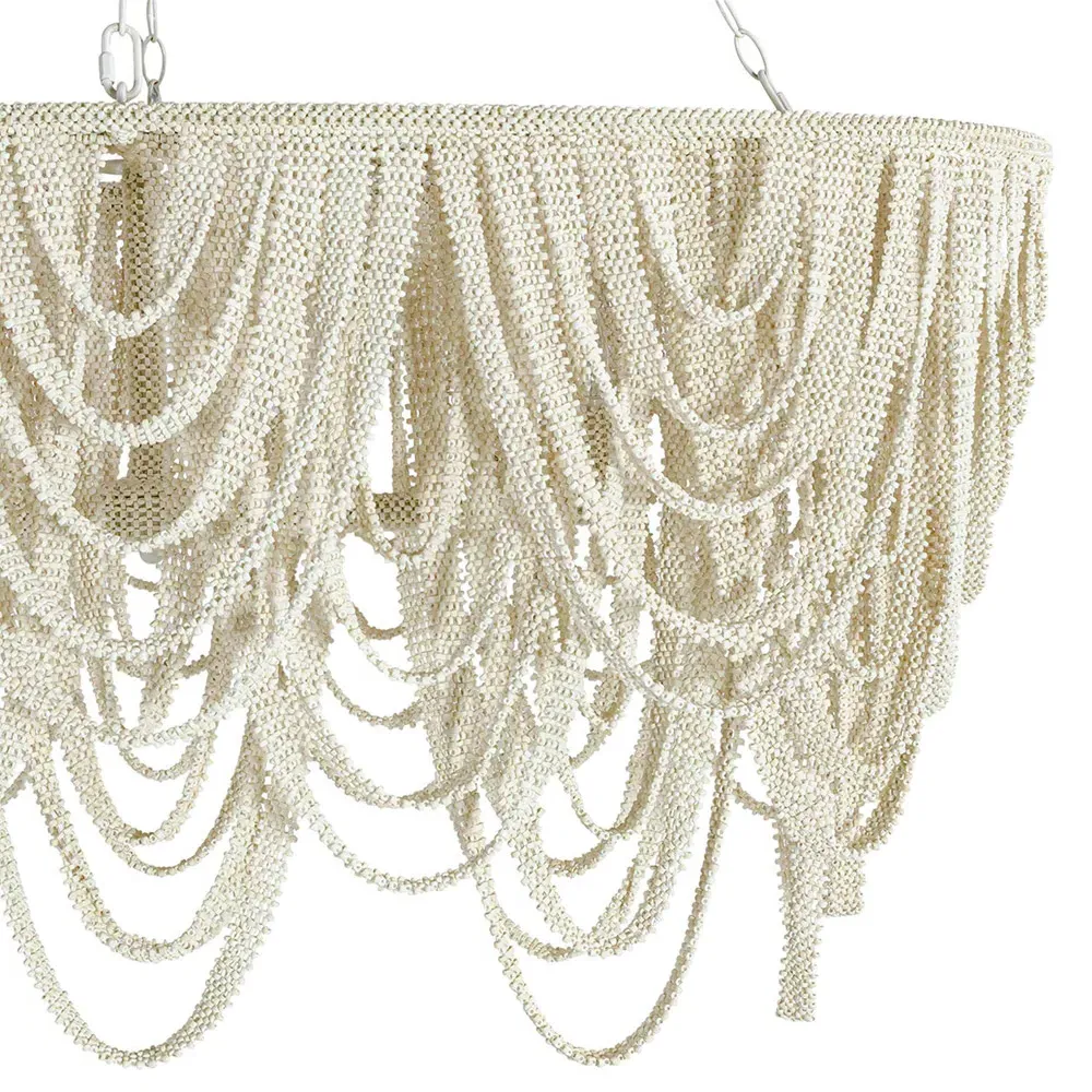 Selita Oval Coco Beads Chandelier - Cream, Metal