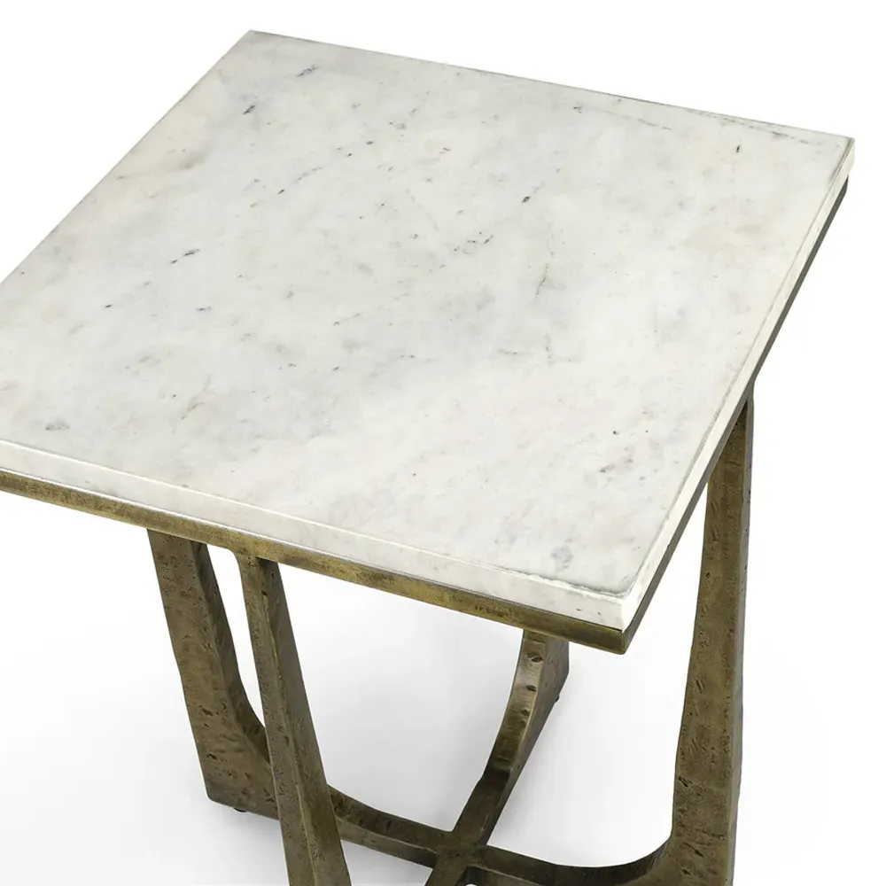 Serrano Side Table - White, Marble