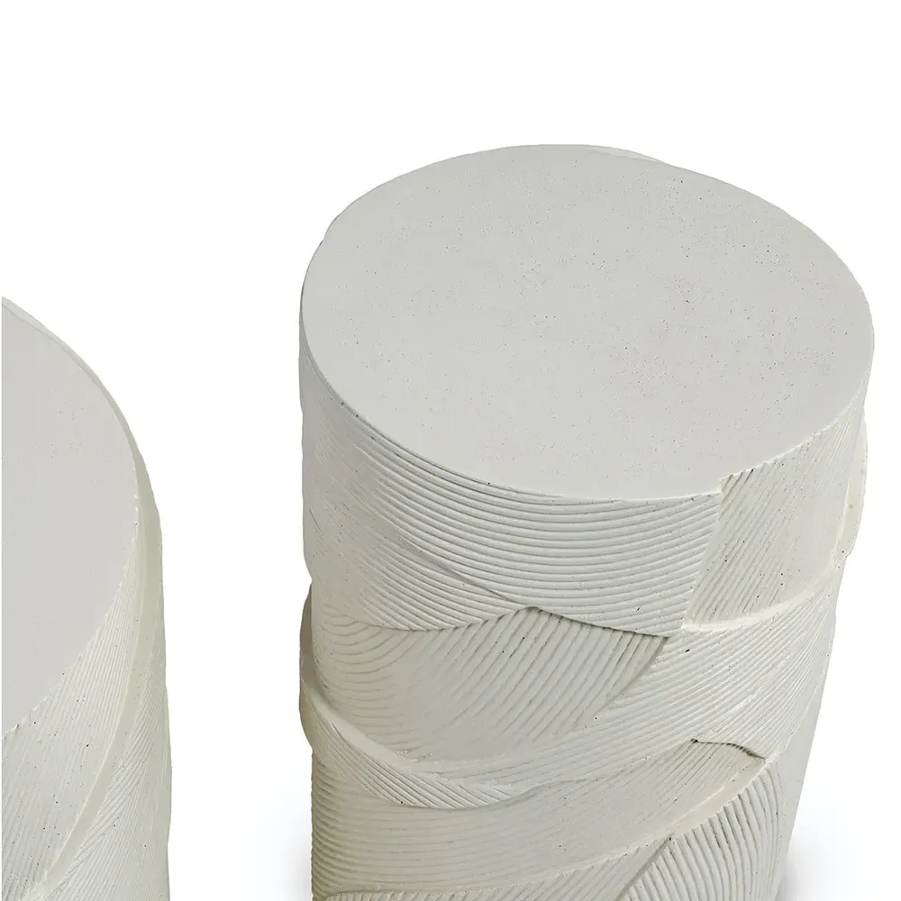 Sloane Round Outdoor Drink Side Table - White, Stone