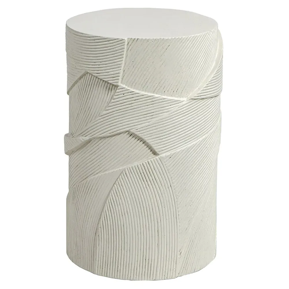 Sloane Round Outdoor Drink Side Table - White, Stone image