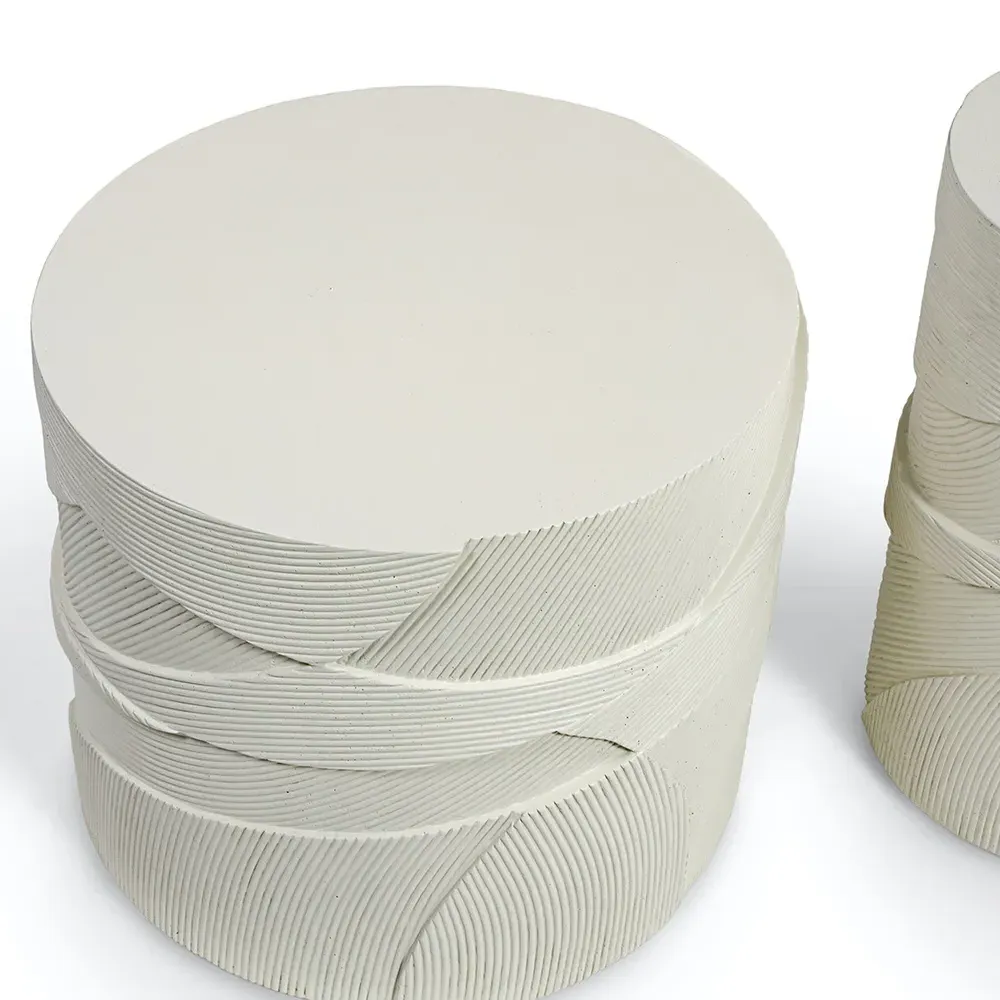 Sloane Round Outdoor Side Table - White, Stone