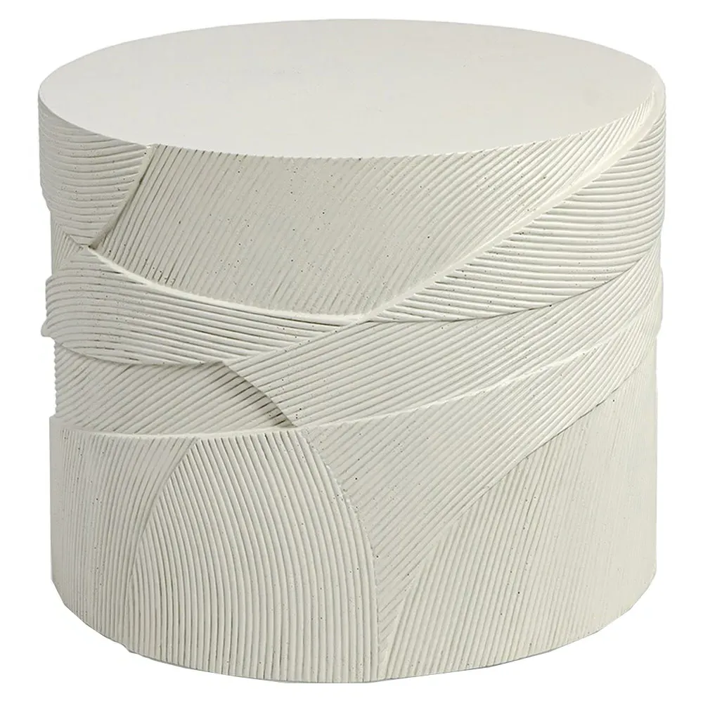 Sloane Round Outdoor Side Table - White, Stone