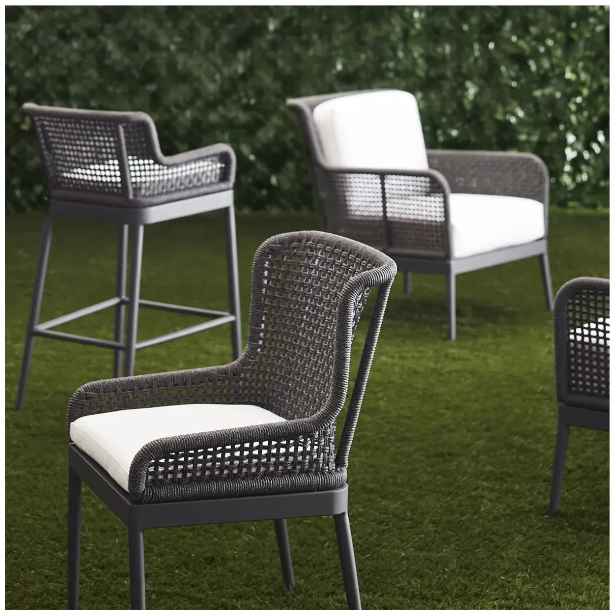 Somerset Woven Rope Outdoor Dining Side Chair - Charcoal