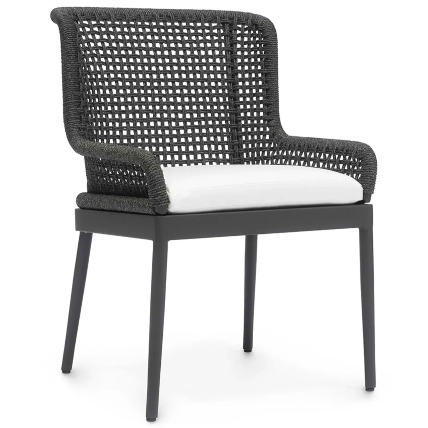 Somerset Woven Rope Outdoor Dining Side Chair - Charcoal image