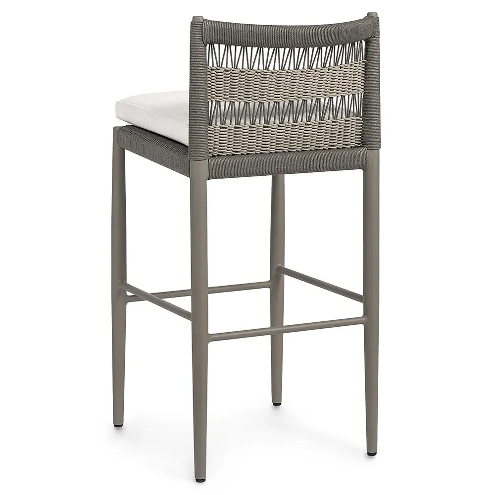 St George Outdoor Bar Stool - Grey, Woven Rope