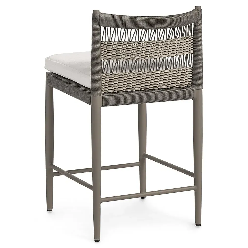 St George Outdoor Counter Stool - Grey, Woven Rope