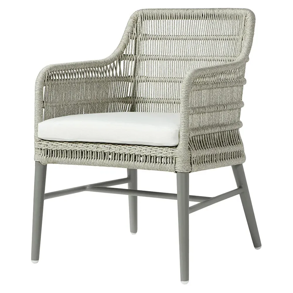 Stewart Outdoor Dining Arm Chair - Grey, Aluminum