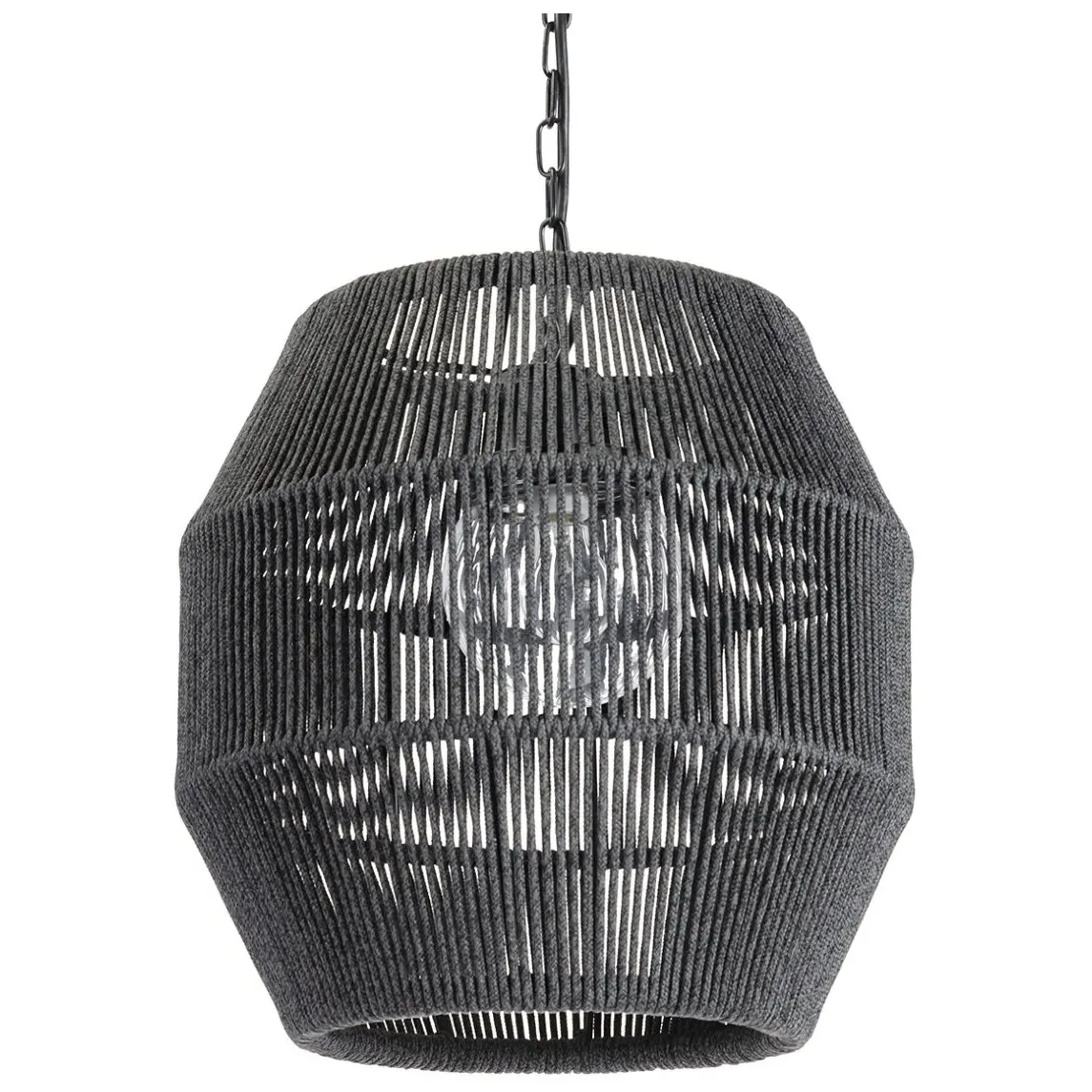 Tanner Octagonal Pendant Light - Black, Wicker