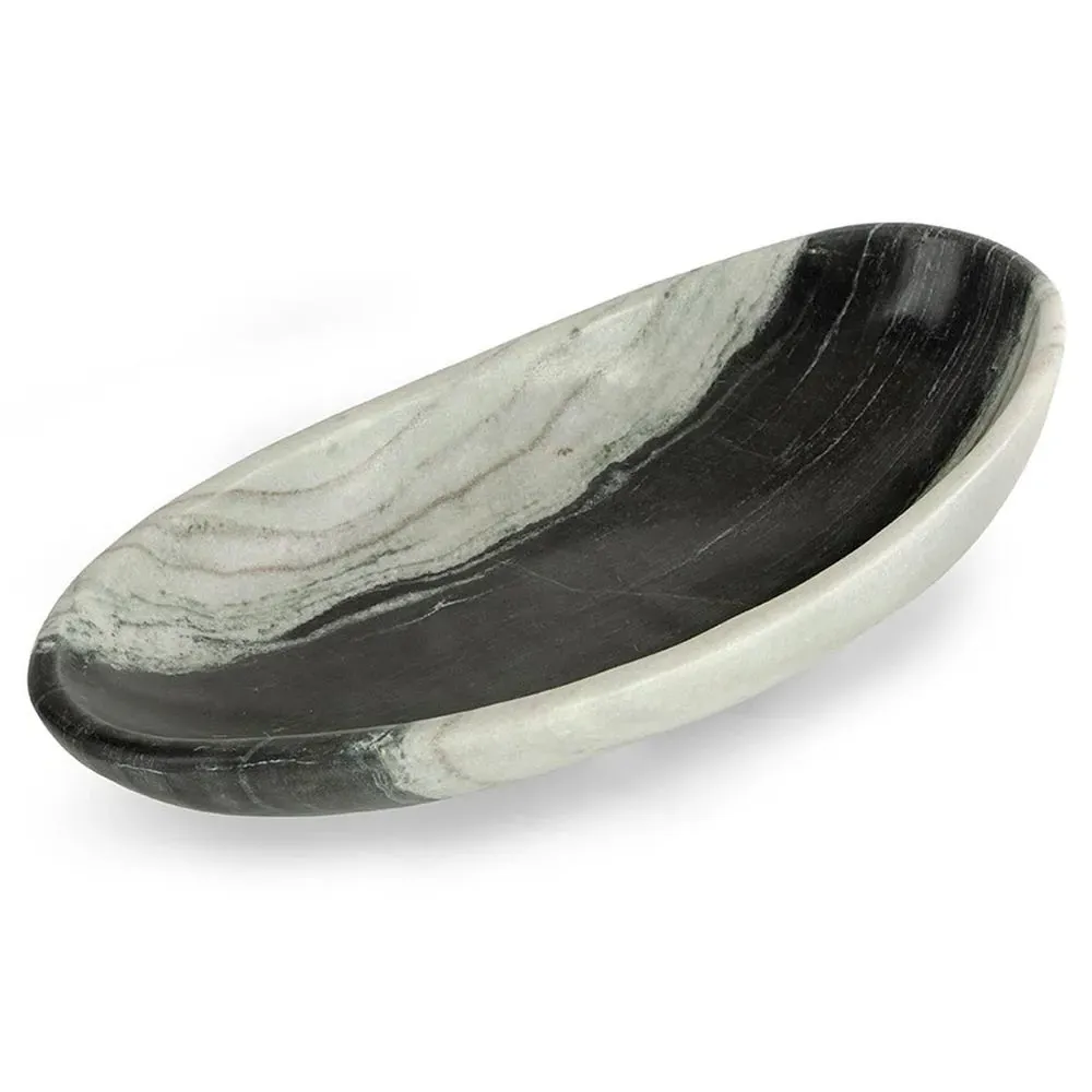 Taza Centerpiece Bowl - Black and White, Marble