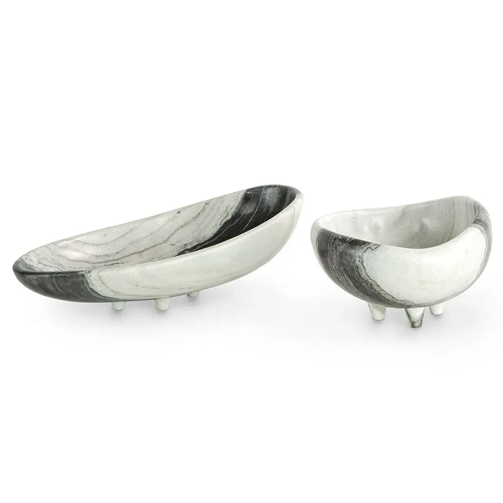 Taza Centerpiece Bowl - Black and White, Marble