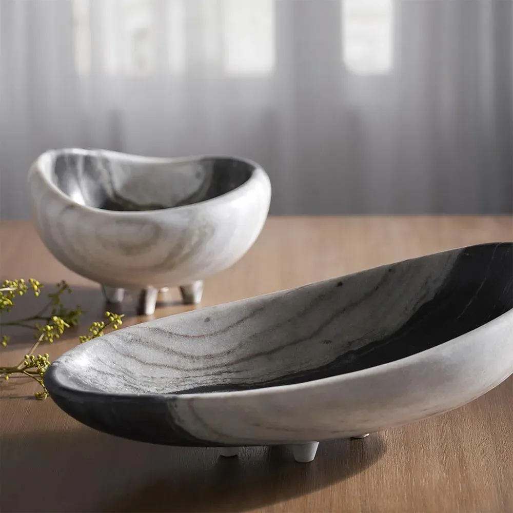 Taza Decorative Bowl - Black and White, Marble