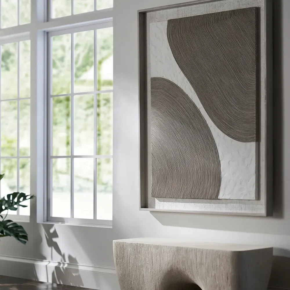 Tulum Circular Rattan Mixed Media Wall Art - Brown