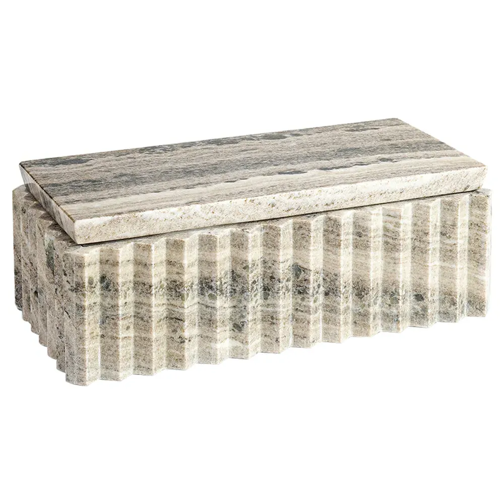 Umbria Long Decorative Box - Cream, Marble