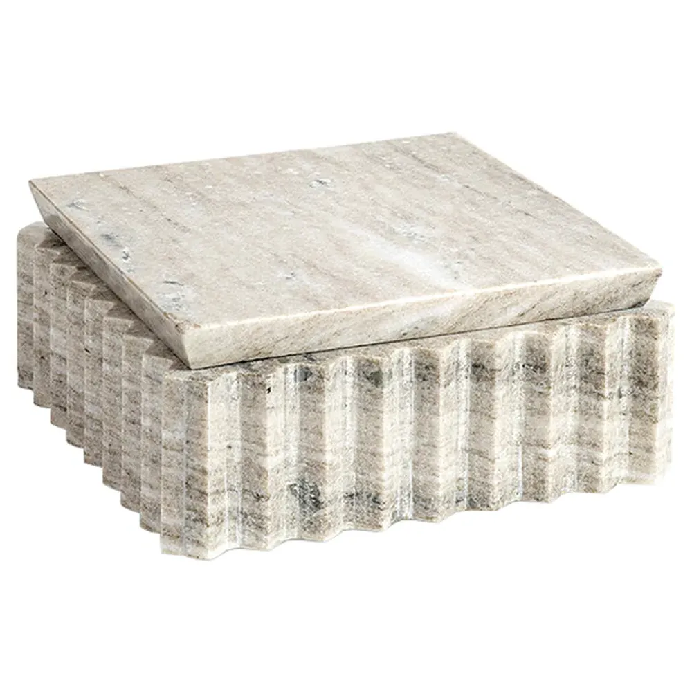 Umbria Square Decorative Box - Cream, Marble