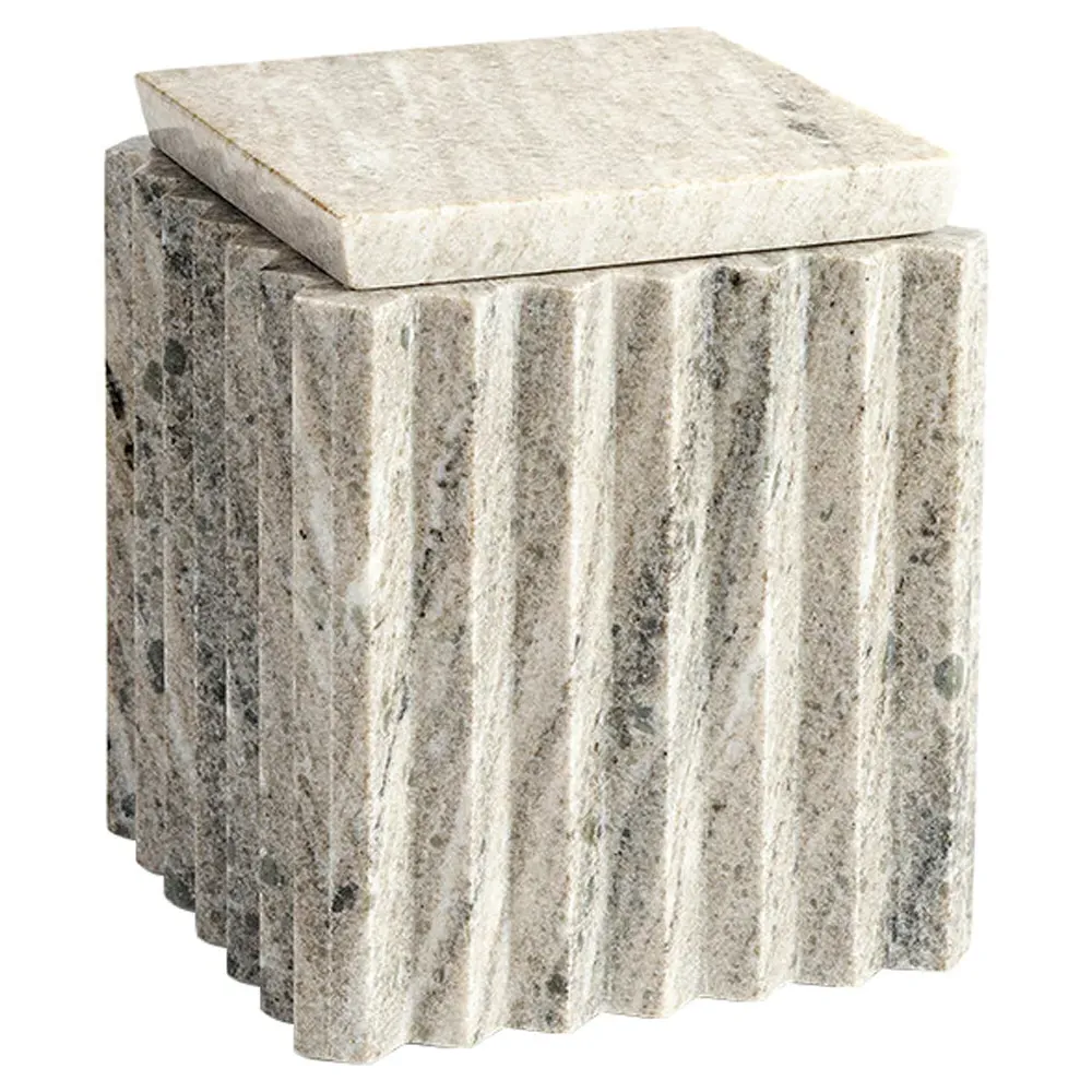 Umbria Tall Decorative Box - Cream, Marble image