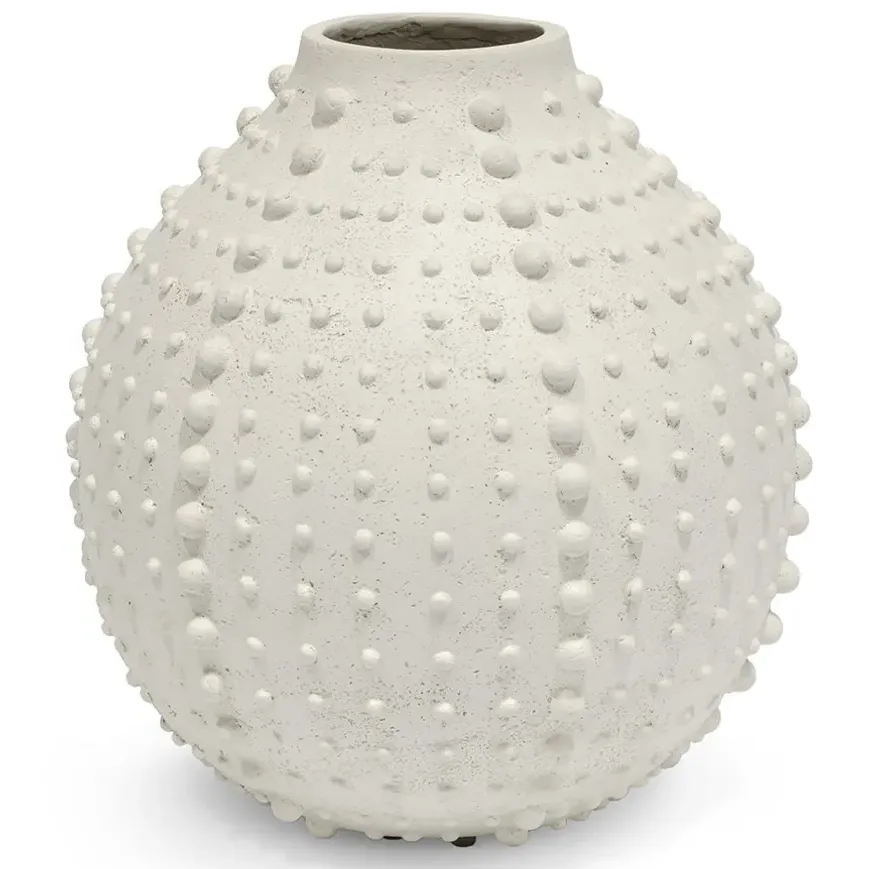 Urchin Large Decorative Vase - White, Stonecast