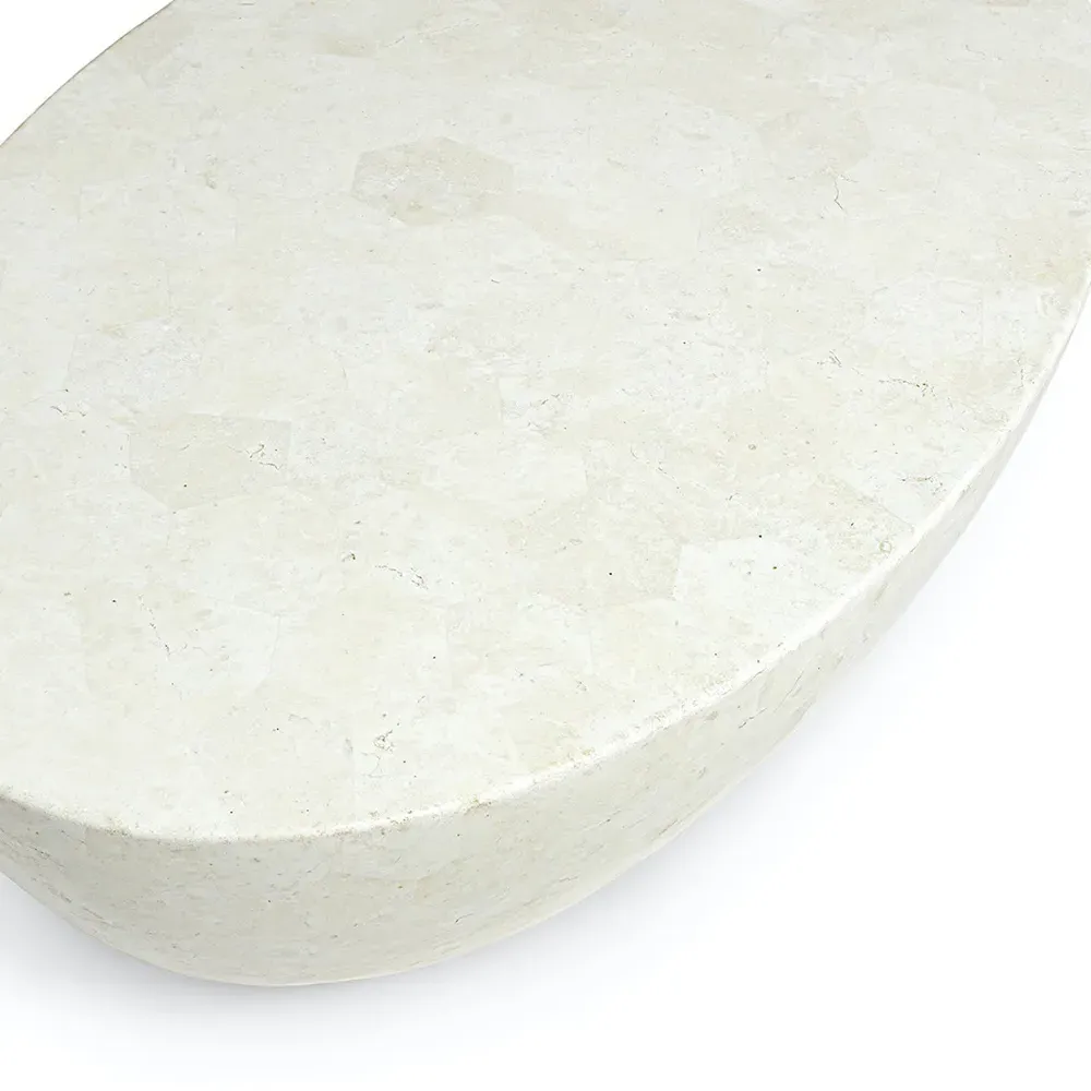 Vail Oval Outdoor Coffee Table - White, Agate Stone