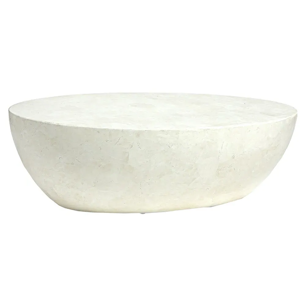 Vail Oval Outdoor Coffee Table - White, Agate Stone image