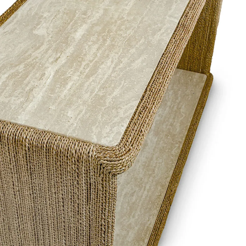 Venice Rectangular Console Table - Beige, Travertine