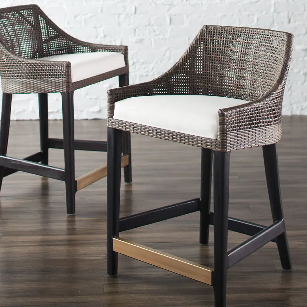 Vincent Counter Stool - Grey, Rattan