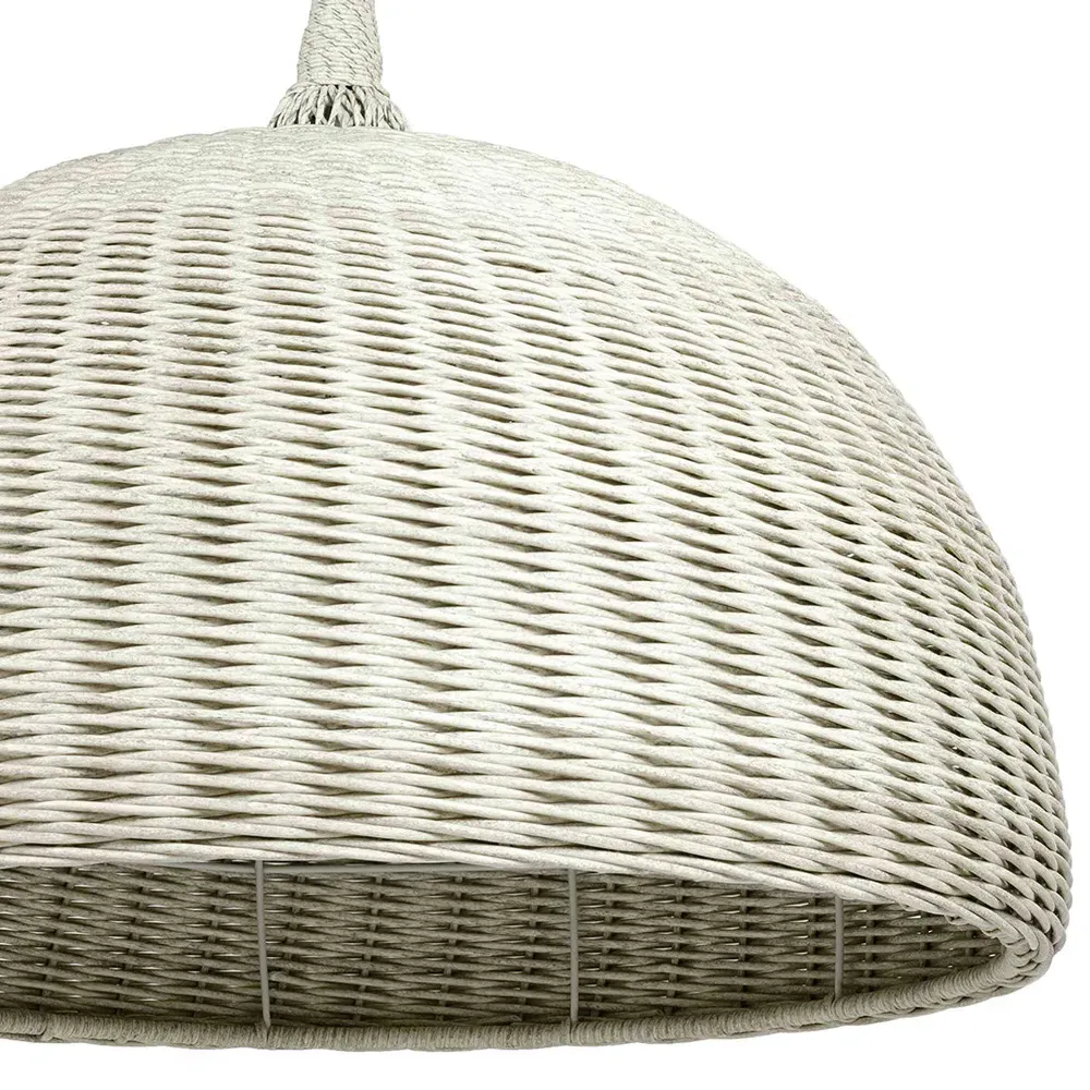 Wisteria Dome Shade Outdoor Chandelier - White, Rattan