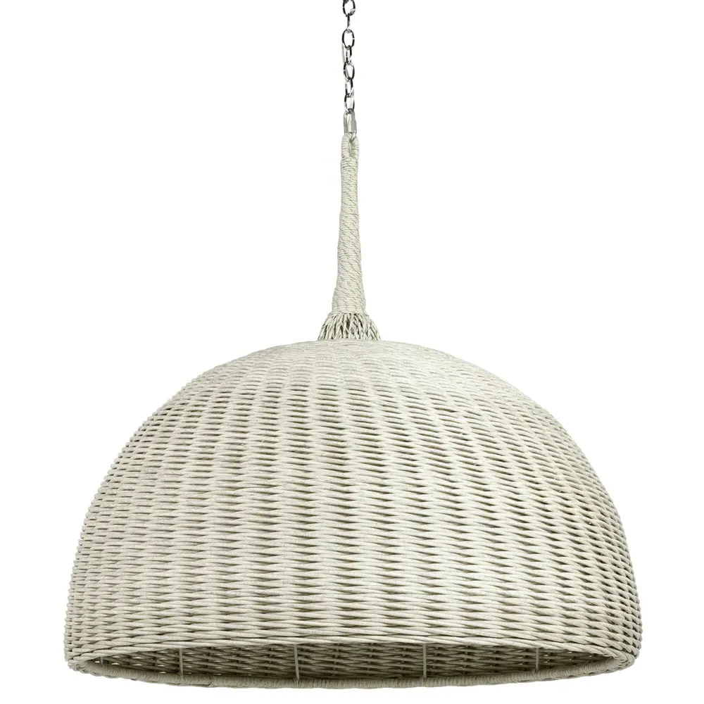 Wisteria Dome Shade Outdoor Chandelier - White, Rattan