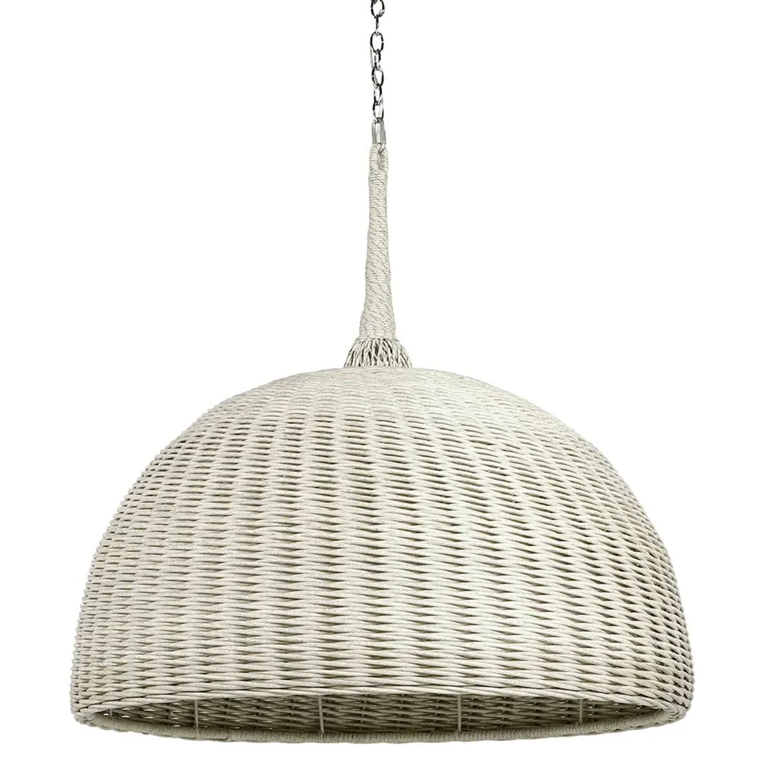 Wisteria Dome Shade Outdoor Chandelier - White, Rattan image