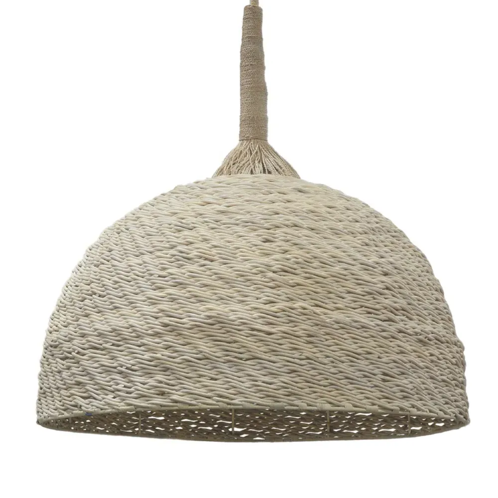 Wisteria Woven Wicker Statement Pendant - White image