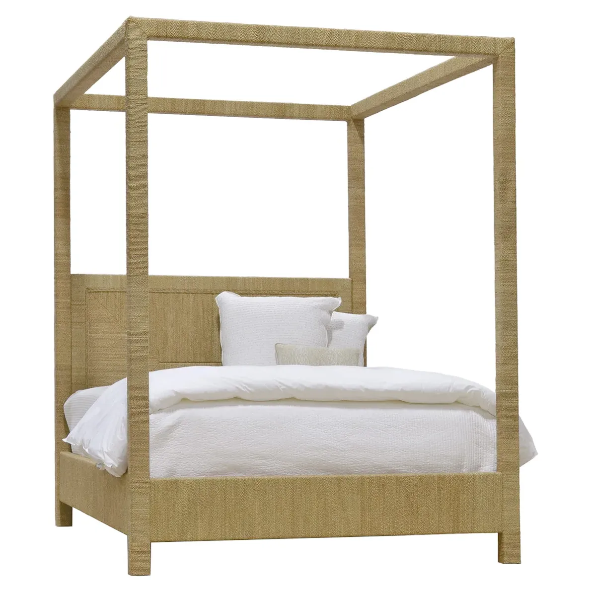Woodside King Size Canopy Bed - Natural, Seagrass Rope
