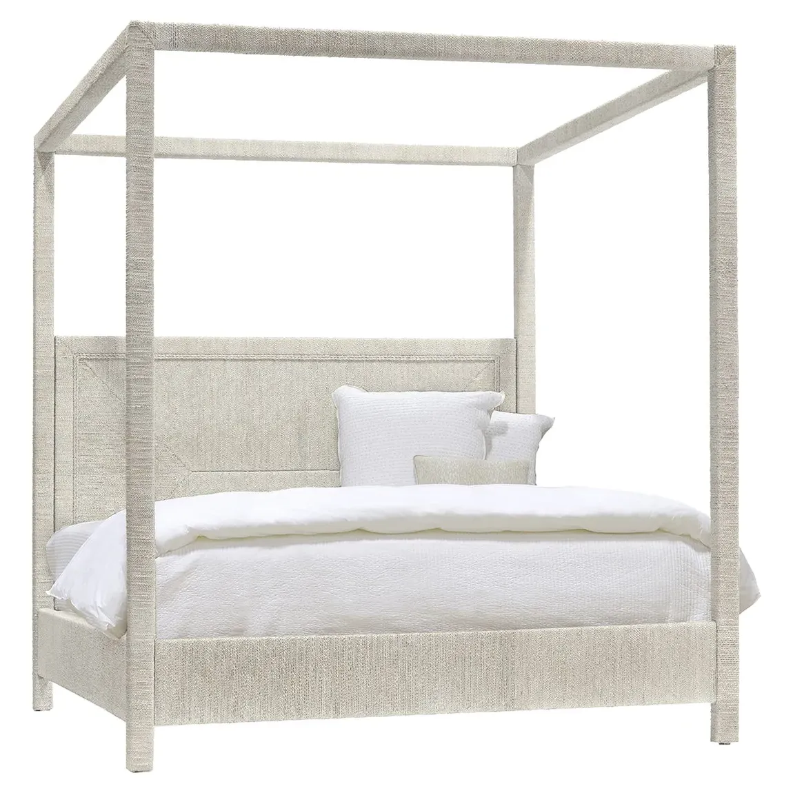 Woodside King Size Canopy Bed - White Sand, Hardwood