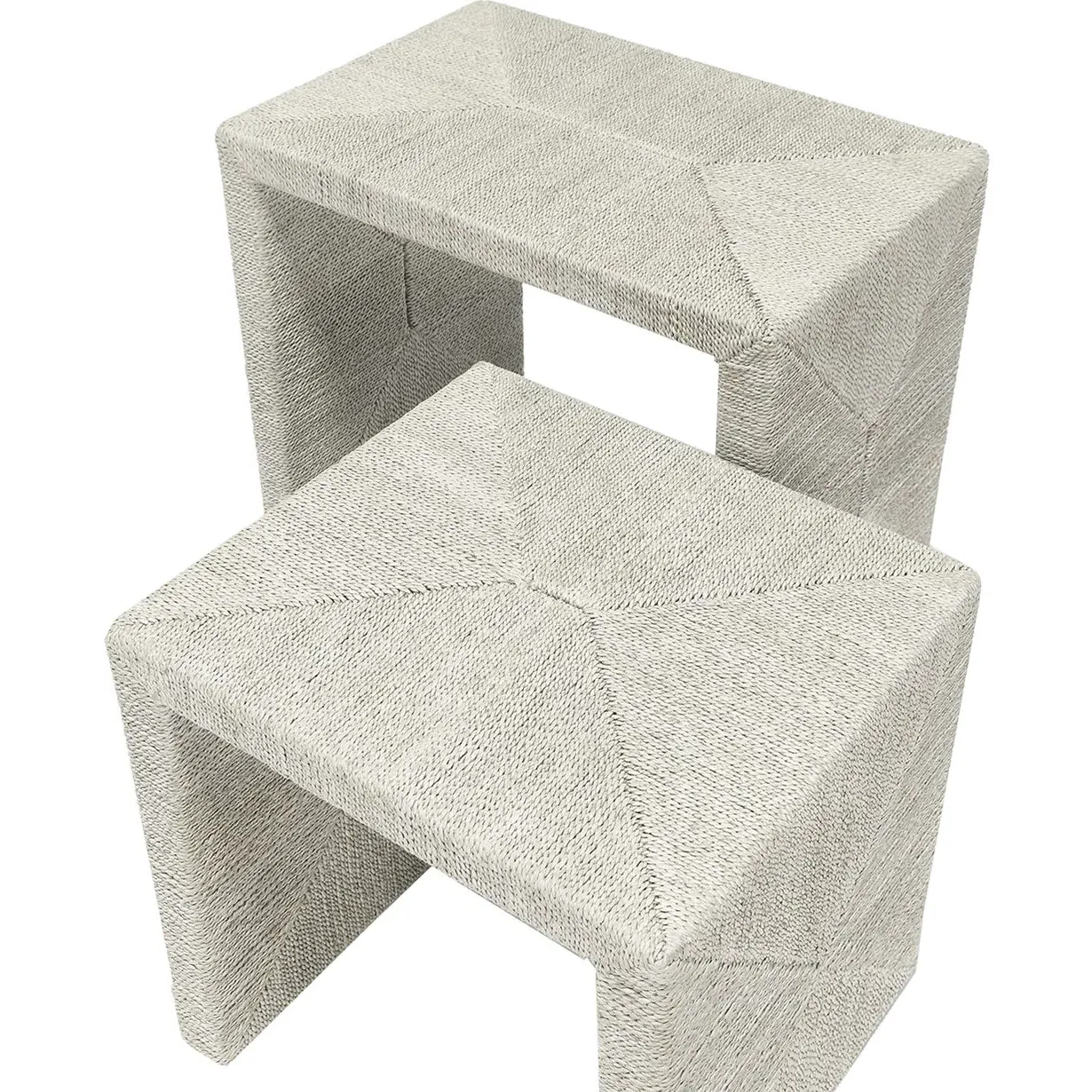 Woodside Nesting Tables Set - White Sand, Rope