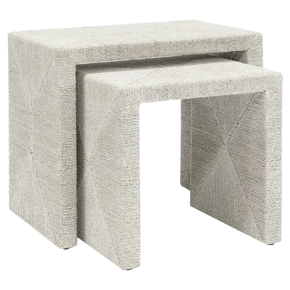 Woodside Nesting Tables Set - White Sand, Rope