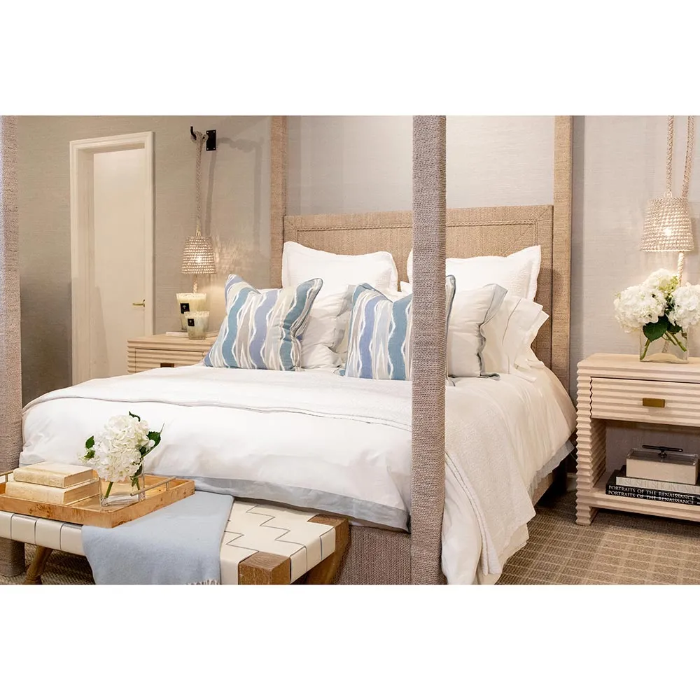 Woodside Queen Size Canopy Bed - Natural, Seagrass Rope