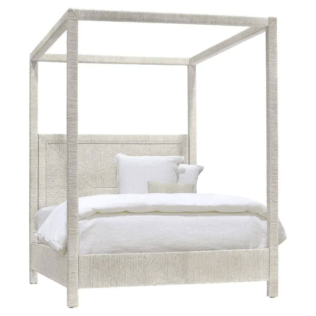 Woodside Queen Size Canopy Bed - White Sand, Hardwood image